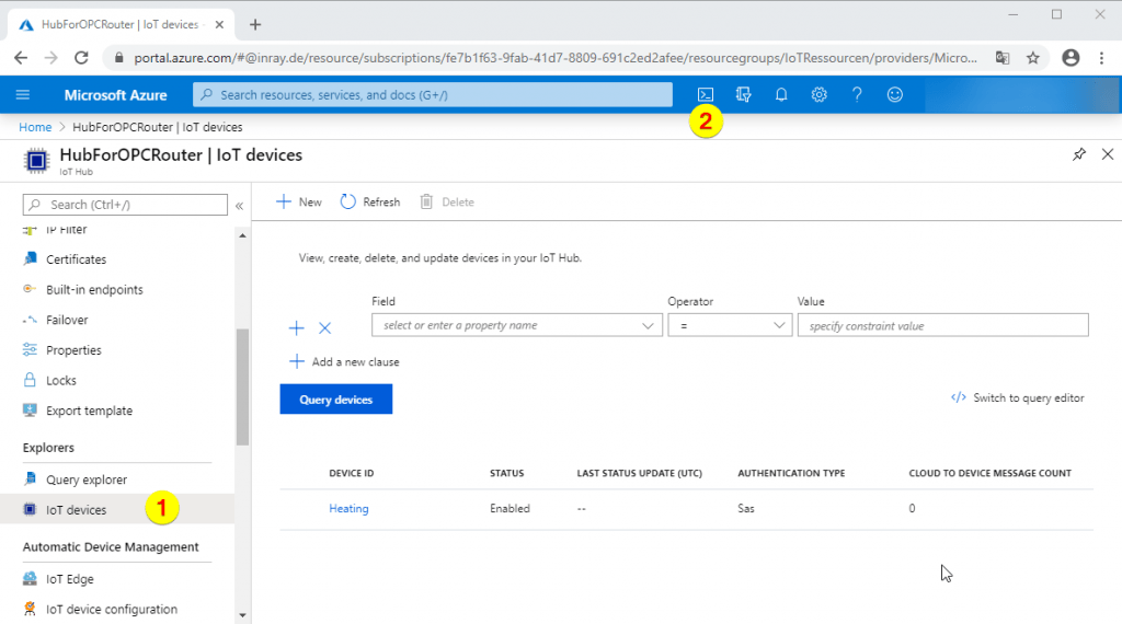 Sending Data to the Azure IoT Hub via MQTT